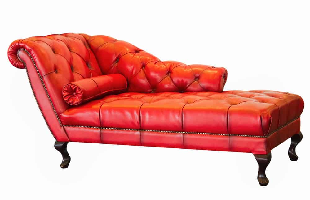 Red leather chaise lounge 红色皮革躺椅