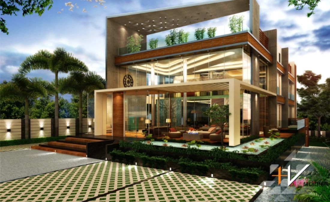 这种现代的建筑设计将周围的环境融入到建筑中,创造了一个充满绿色植物的巨大室内空间。