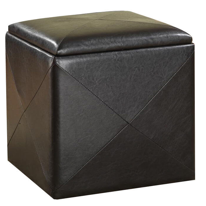 近年来，方凳的受欢迎程度呈指数级增长。模块化的形状允许多个脚垫自由堆叠、排列和重新利用。这些出现在布料和皮革的变体，并经常包括隐藏在盖子下的存储。