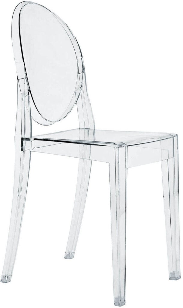 当涉及到餐椅时，塑料座椅通常只存在于塑料框架内。这些模型的范围从预算选项一直到华丽的，水晶结构，就像我们的图片示例。
