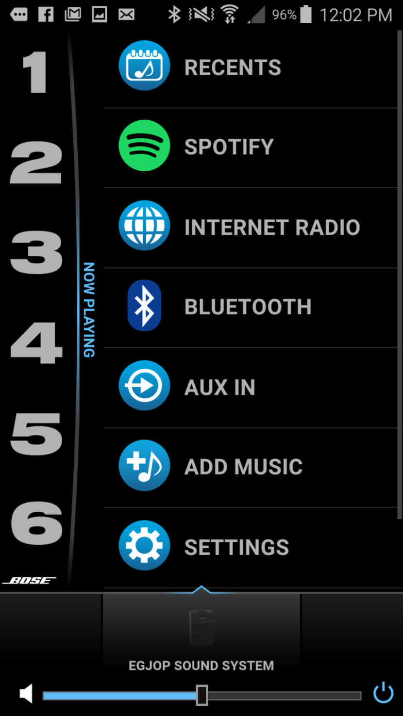 Bose SoundTouch App与Spotify的截图
