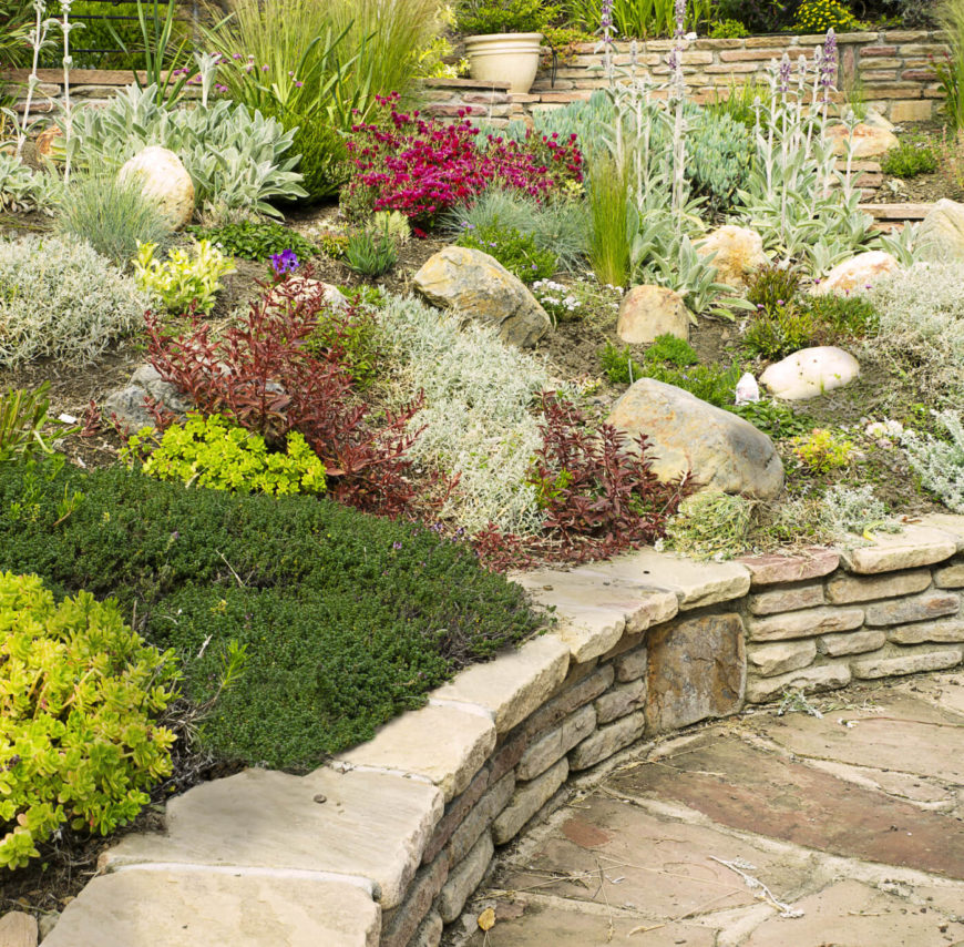 一个花园不需要很多石头来达到自然的质感。几块合适大小的石头就可以达到这个效果。