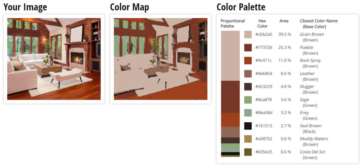 乡村棕色客厅配色方案的调色板