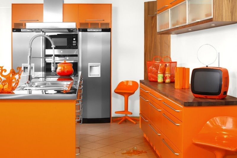 橙色厨房彩色图像