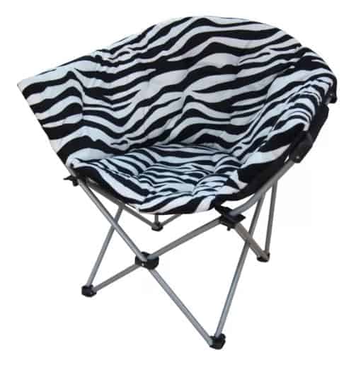 节省空间的多功能强调椅斑马印花内饰和可折叠的金属腿。