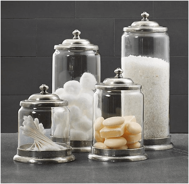 浴室储物玻璃罐(棉签、肥皂、棉球和盐)