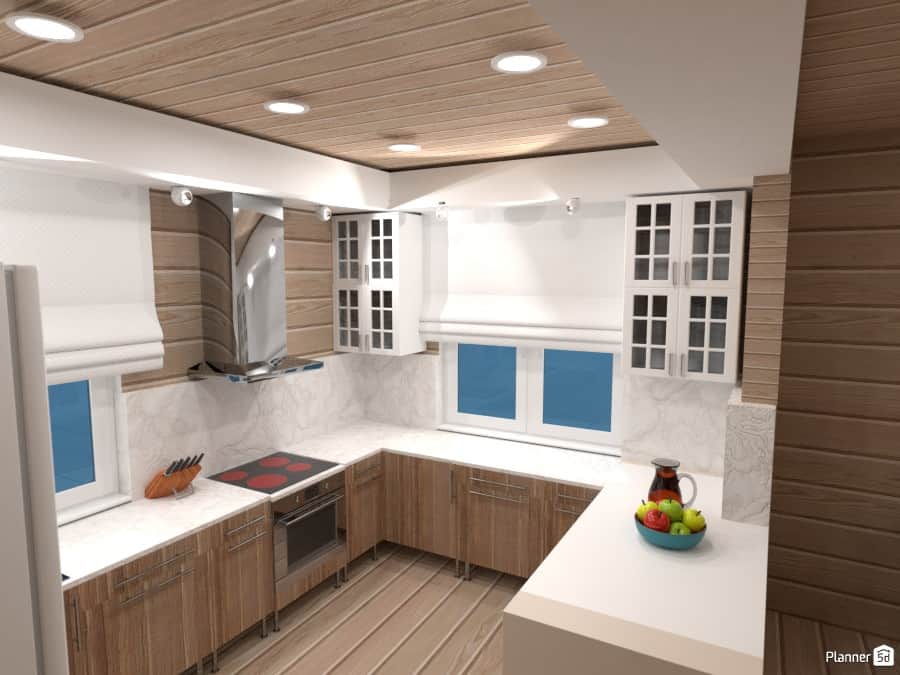 由免费3D厨房设计软件planer5d设计的厨房示例。188金宝搏软件