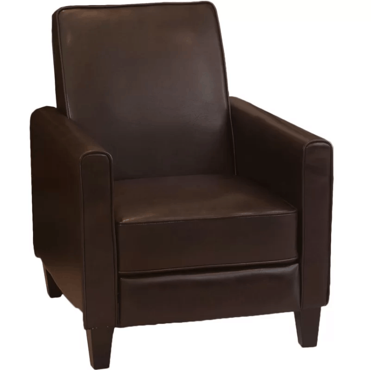 棕色手动俱乐部躺椅，3位式，牢固舒适。