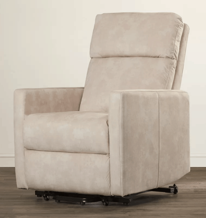 奶油大型躺椅与提升辅助运动类型和聚酯座椅填充材料。
