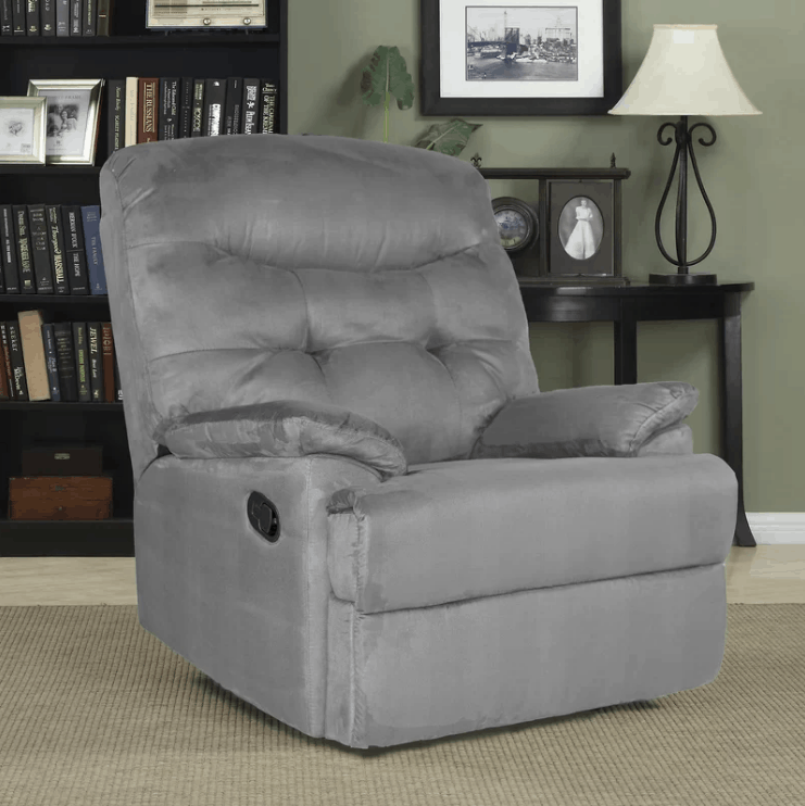 灰色手动抱壁躺椅与超细纤维软垫和3位类型。
