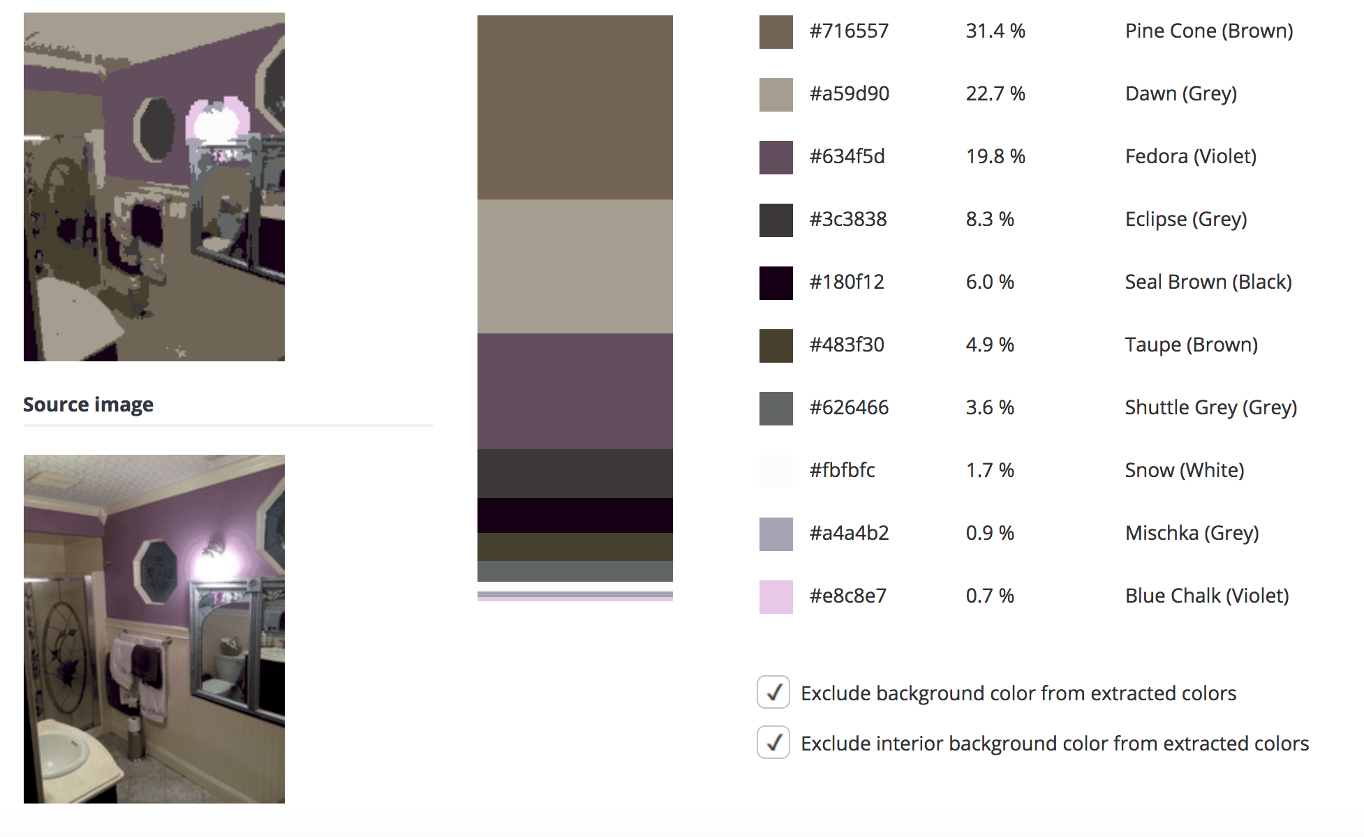 紫色的房间加上棕色、灰色、黑色和白色。