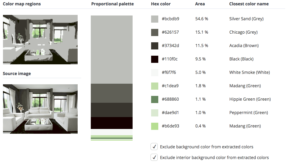灰色的房间结合了白色、棕色和一点绿色。
