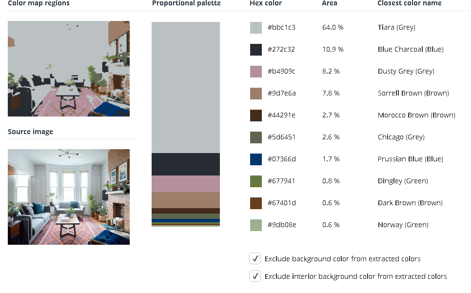 不拘一格的客厅结合灰色，红色，蓝色和棕色。