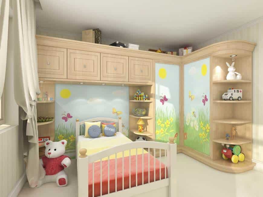 棕色皮肤的孩子的卧室。
