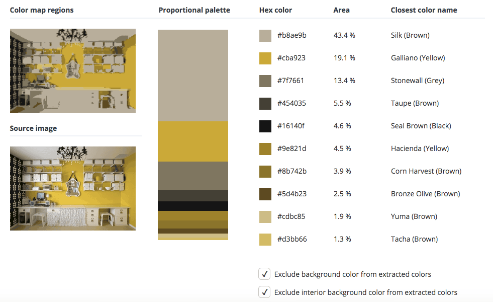 黄色的房间结合了白色、黑色和一点灰色和棕色。