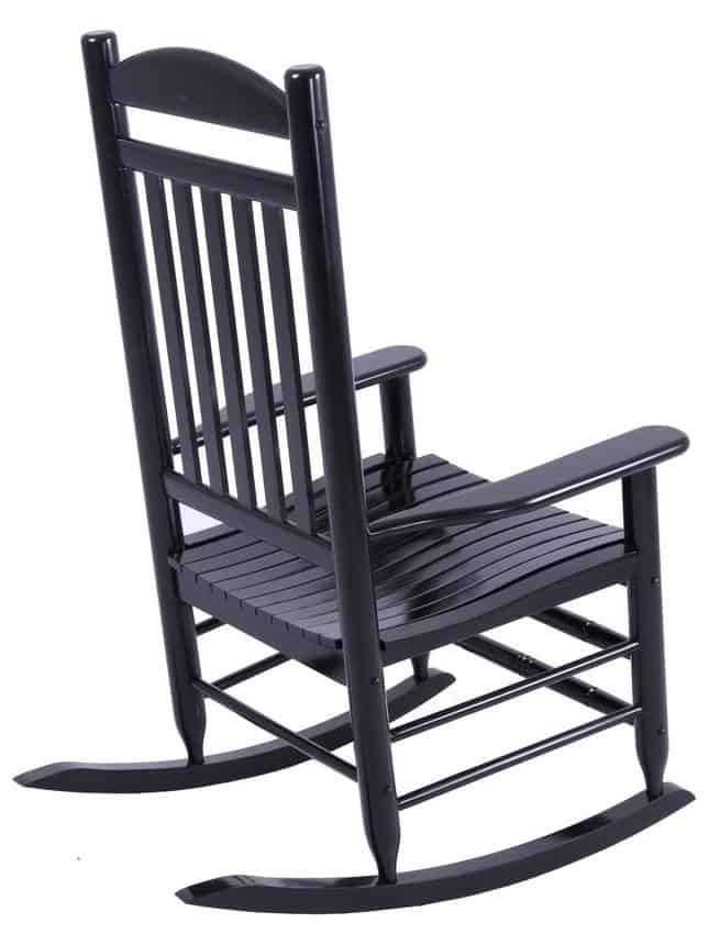 黑色木质摇椅，表面光滑。