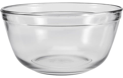 一种耐用的宽口玻璃碗。