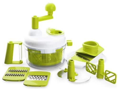 塑料，苹果绿的手动食品处理器。
