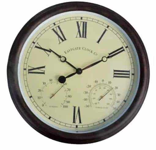 深棕色塑料框架的圆形航海钟。