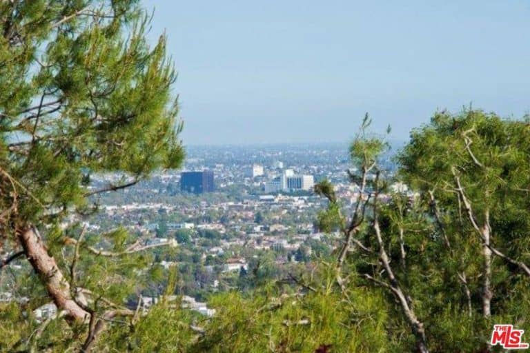 从桑德拉·布洛克位于西好莱坞的家中俯瞰洛杉矶的美景。