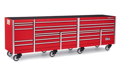 红色144英寸26-drawer五银行EPIQ系列卷出租车PowerDrawer可脱卸的工具箱。