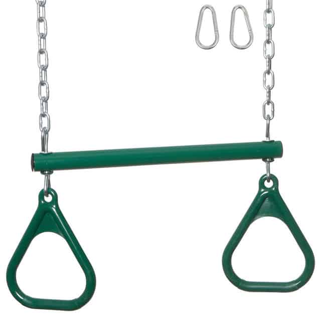 绿色，金属吊杆摆动与金属链。