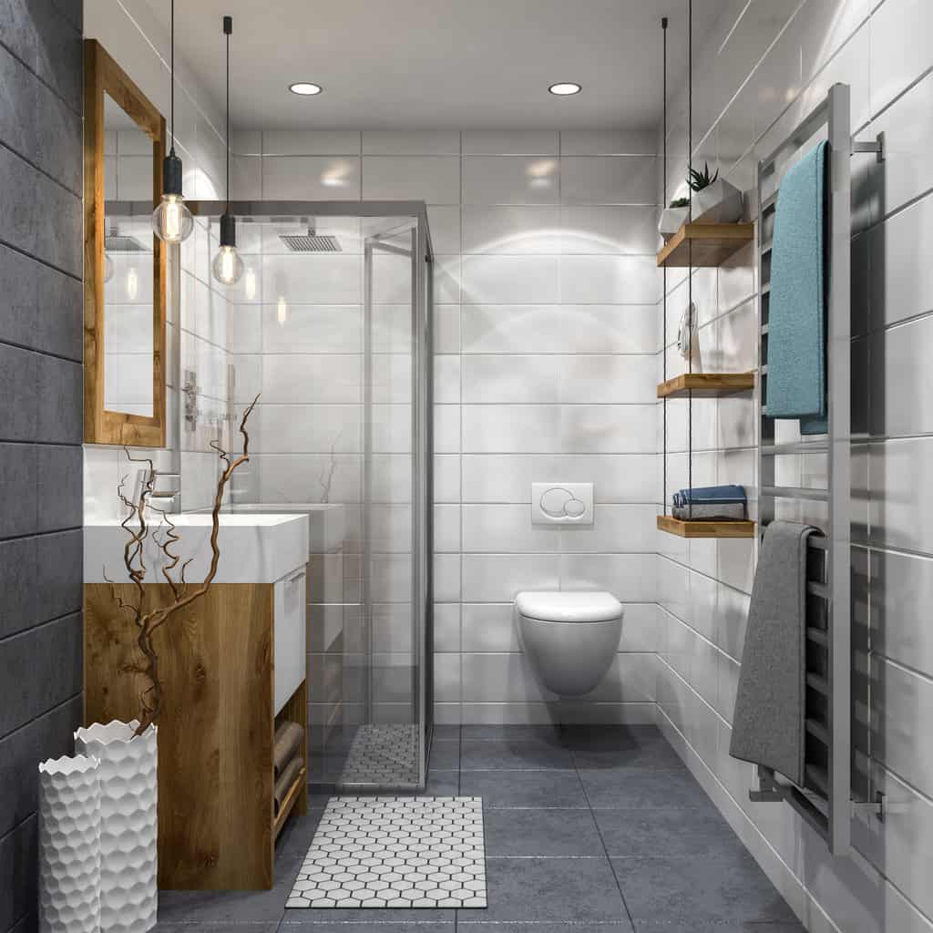 这是当代设计中另一个小主浴室的例子。