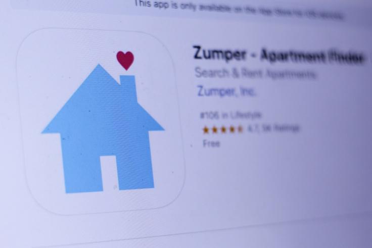 Zumper租赁工具链接在搜索结果上的电脑屏幕