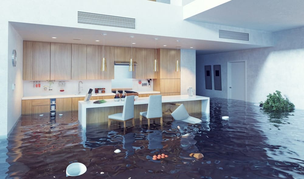 房屋内部被洪水淹没。
