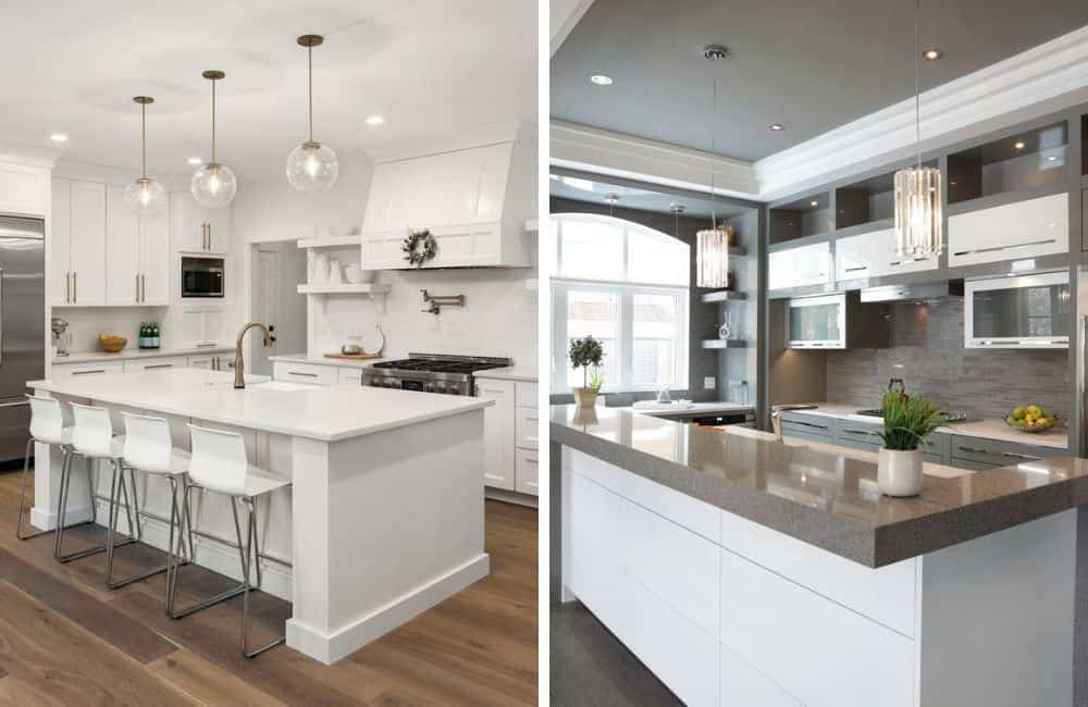 白色和深色厨房照片对比