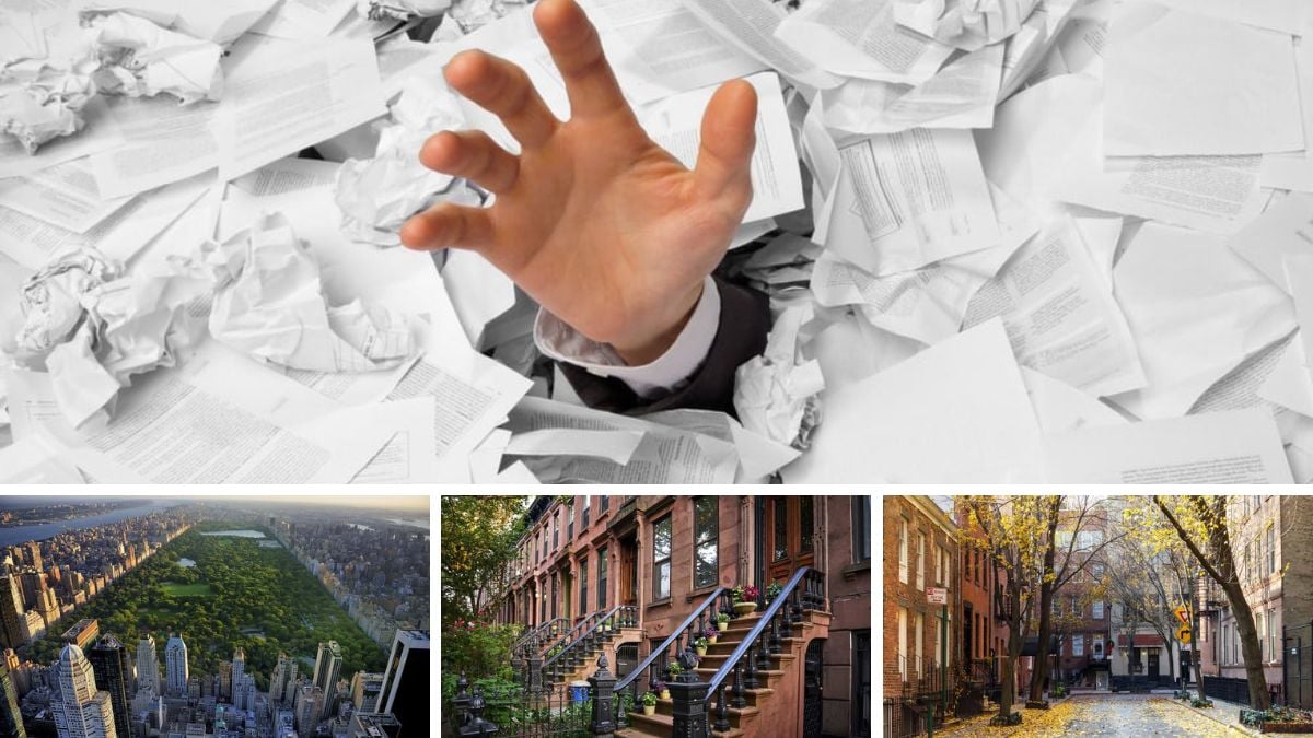 纽约市不同房地产的照片拼贴。