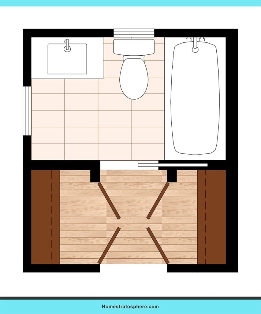 伟大的浴室在紧凑的空间设计布局思路。