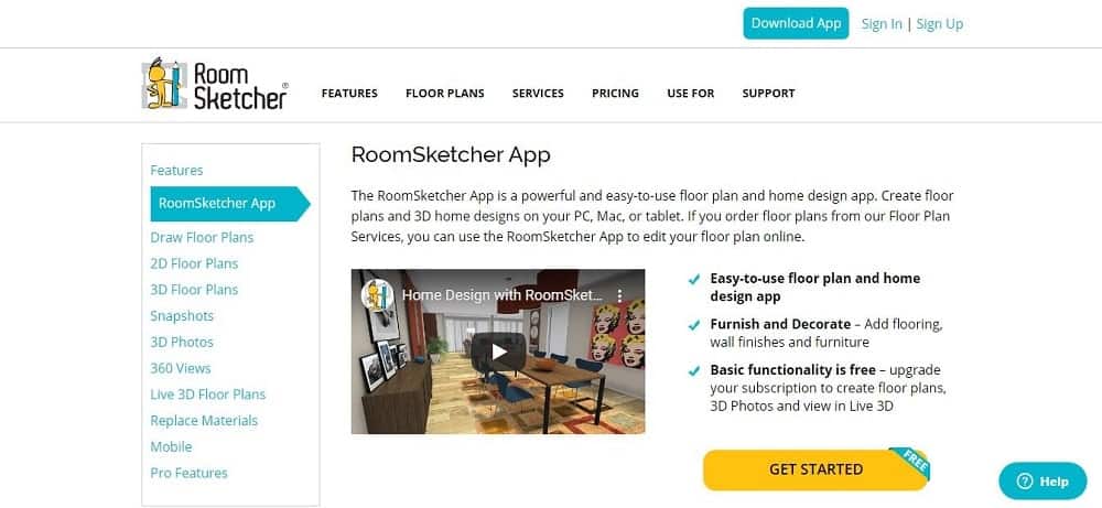 RoomSketcher软件主页的截图。