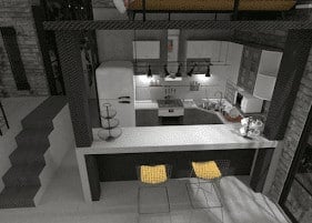 俯瞰半岛厨房的3D视图