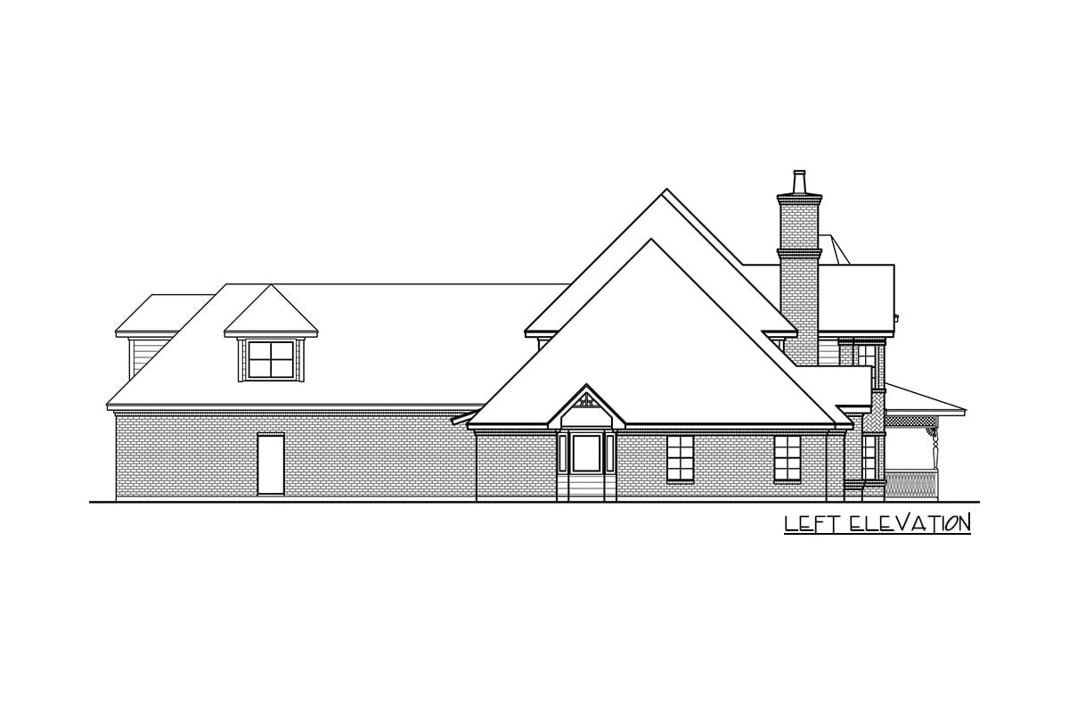 姜饼维多利亚式两层住宅的左立面草图。