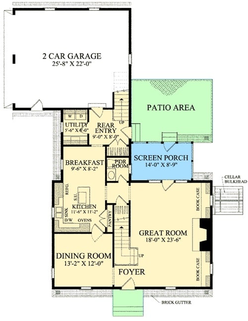 3主级平面图的卧室两层踝关节与正式的餐厅,厨房,公用房间,2汽车车库,和一个伟大的房间进入玄关的筛选。