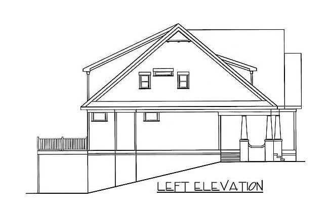 两层的左视图素描5-bedroom平房。