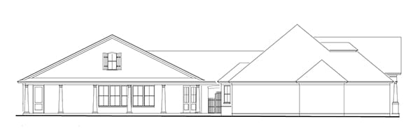 斯蒂芬斯传统乡村风格的三卧室单层住宅的左立面草图。