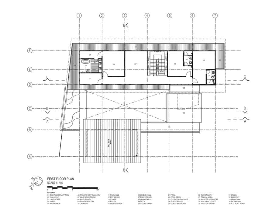 这是房子的一层平面图以及房子的各个部分。