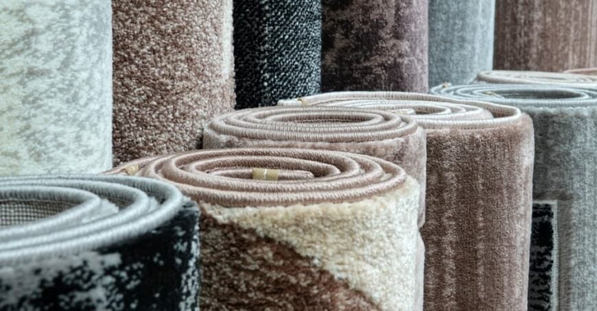 商店里展出的各种卷地毯。
