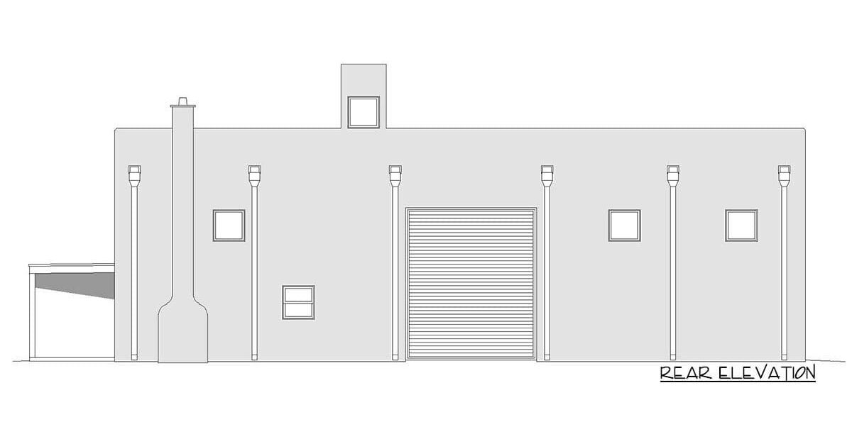 后视图素描的搜房网上两层房车车库的公寓。