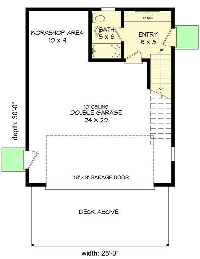 主级平面图的搜房网上两层现代运输与双车库,车间面积,门厅,一个完整的浴室。