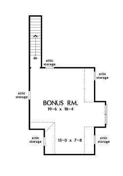 奖金水平平面图与阁楼存储和楼梯通向主要楼层。