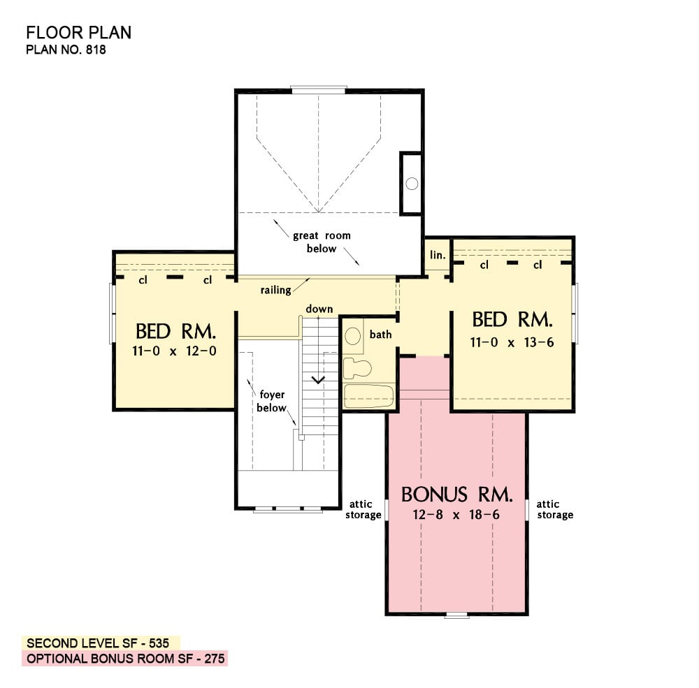 二层平面图有一个奖励房间和两间卧室，共用一个完整的浴室。