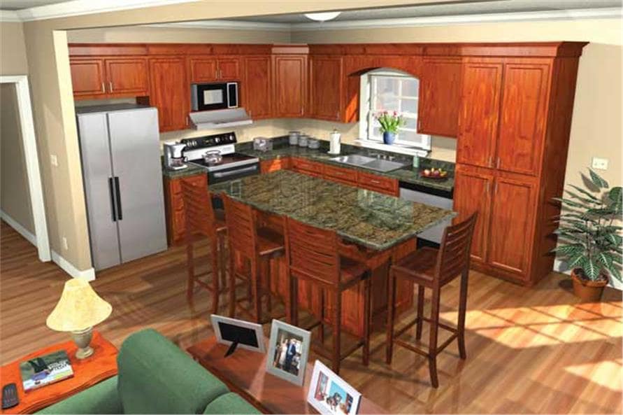 带起居区的地下室和一个完整的厨房，配有天然木橱柜，石板电器和早餐岛。