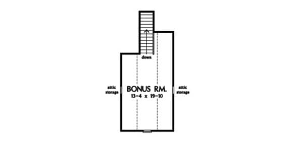 奖金房间平面图与阁楼存储和楼梯通往主楼层。