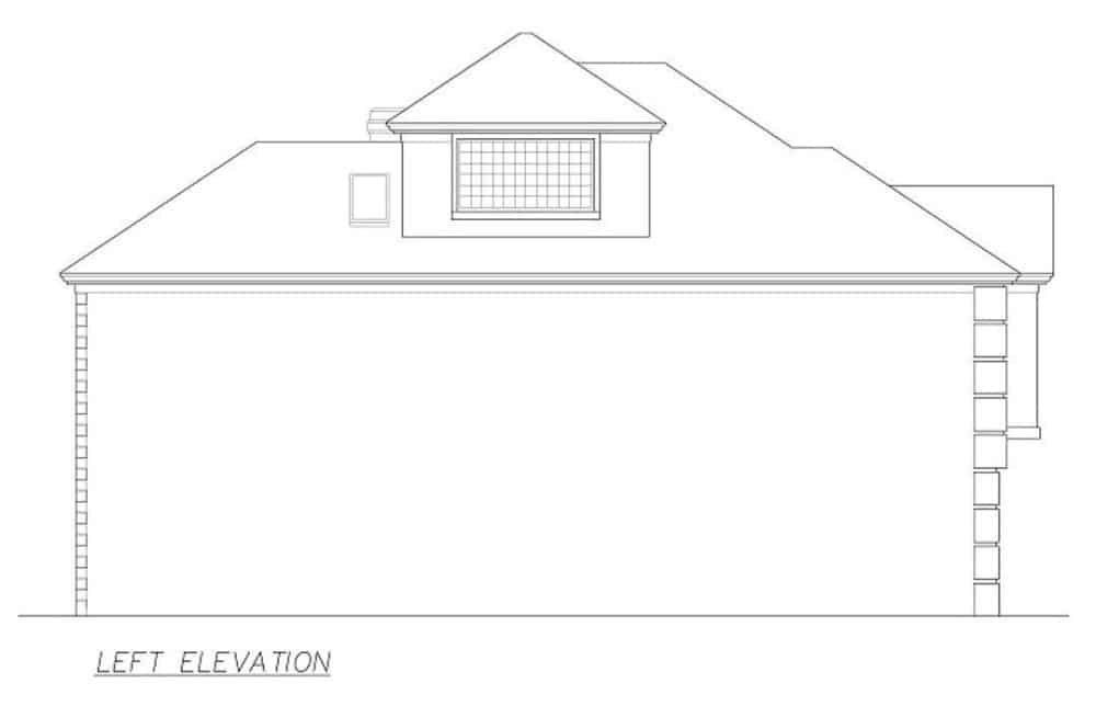 左视图草图的三层传统2居室的家。