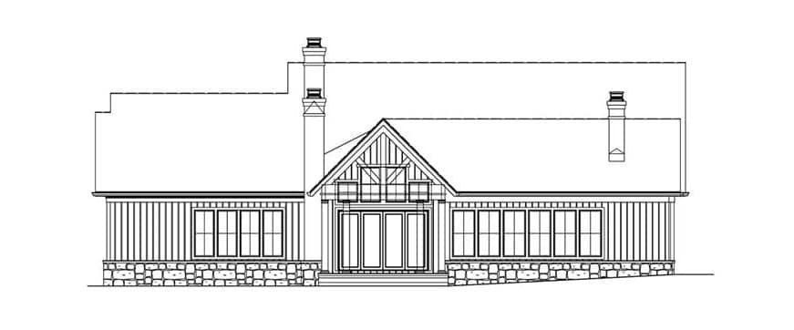 4间卧室的别墅风格的两层住宅的仰角草图。