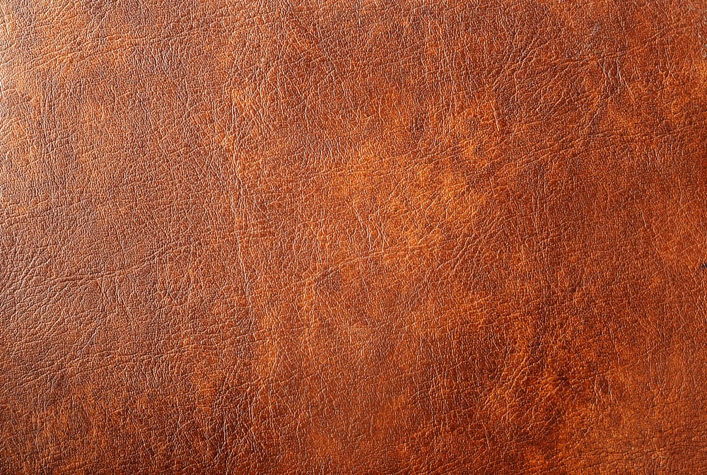 这是一个近距离观察一块棕褐色皮革的纹理。