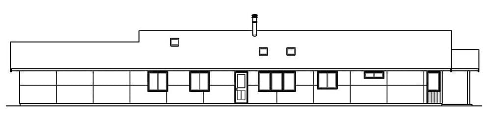 单层三卧室现代房屋的右升级草图。
